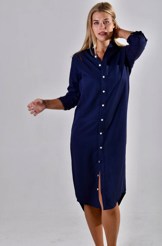 Navy Tencel Midi Dress